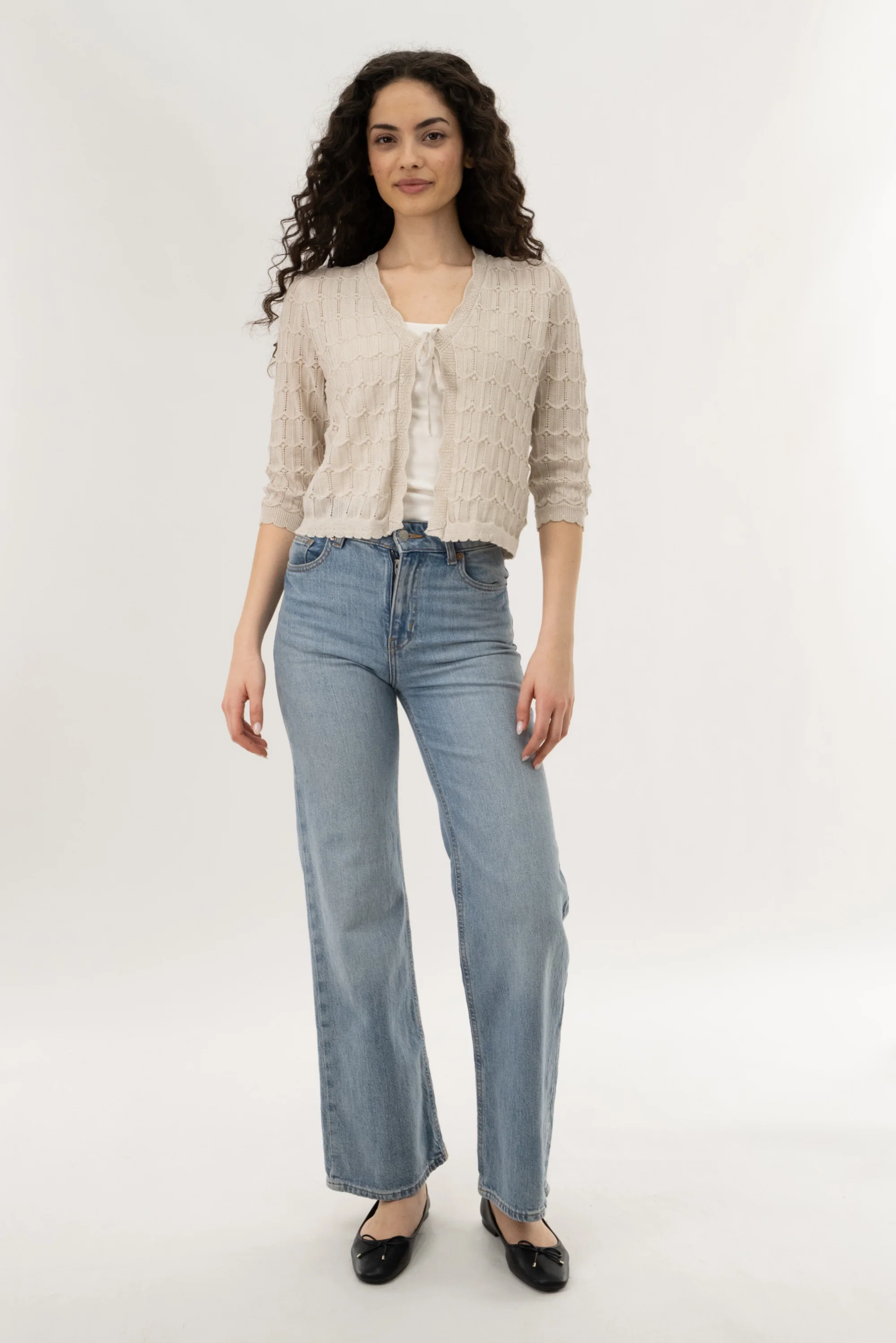 Front Tie Shrug Cardigan - Taupe - Image 5