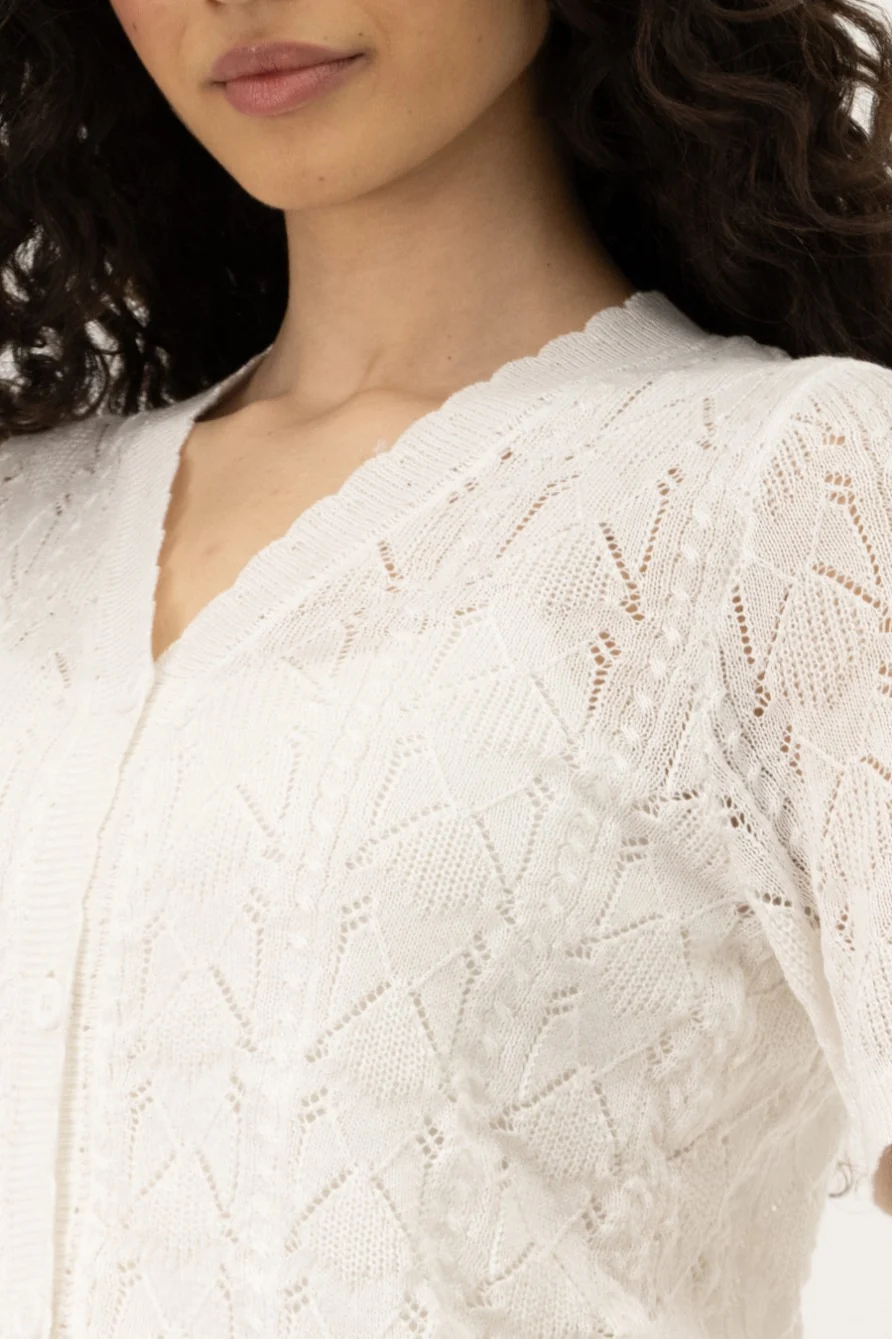 Button Down Cardigan - White - Image 4