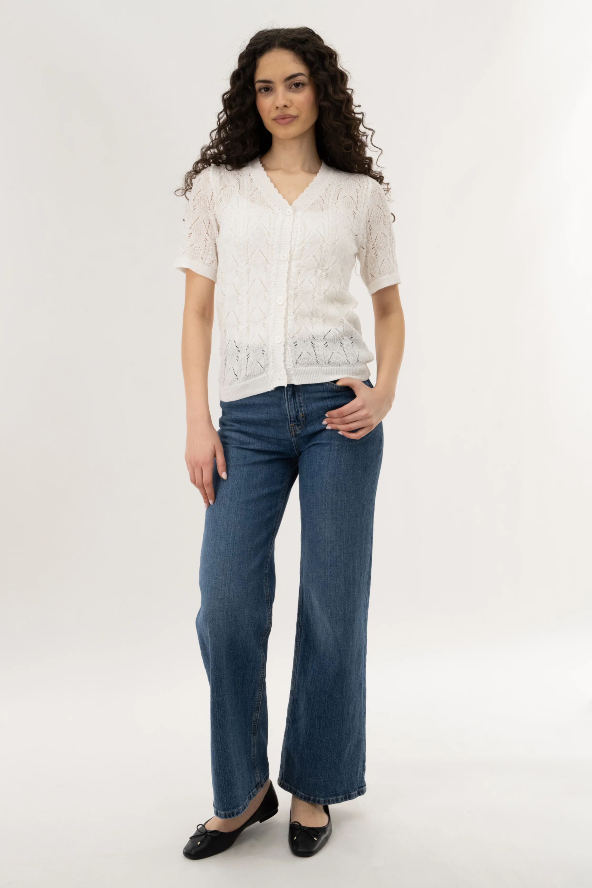 Button Down Cardigan - White - Image 5