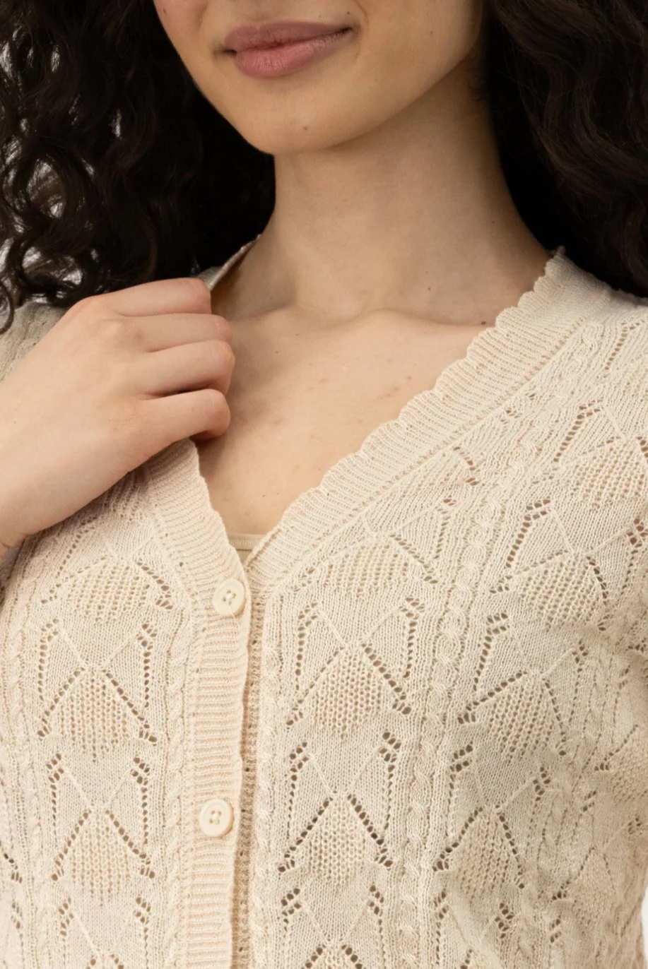 Button Down Cardigan - Taupe - Image 4
