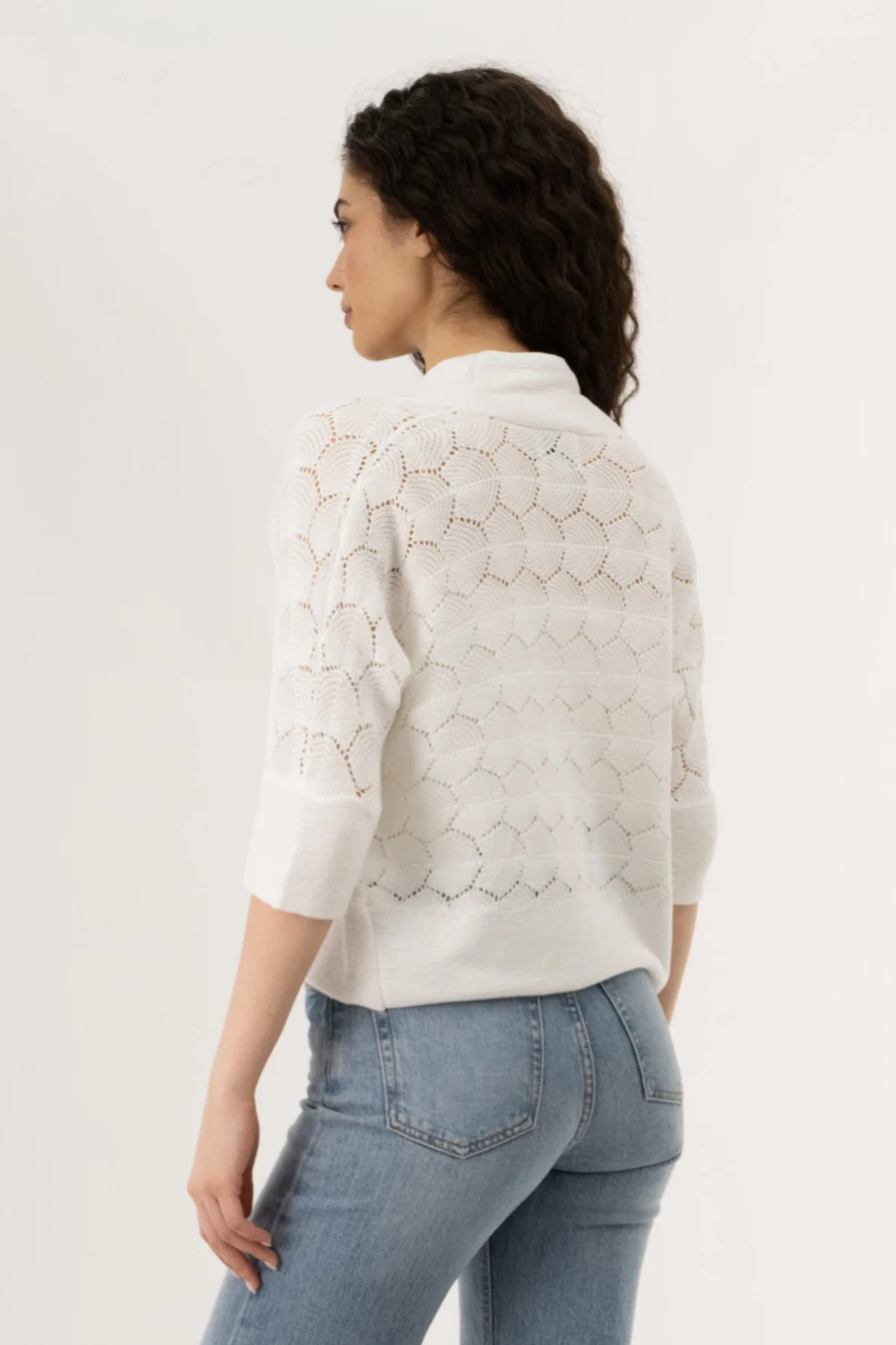 3/4 Sleeve Shrug Cardigan - White - Image 3