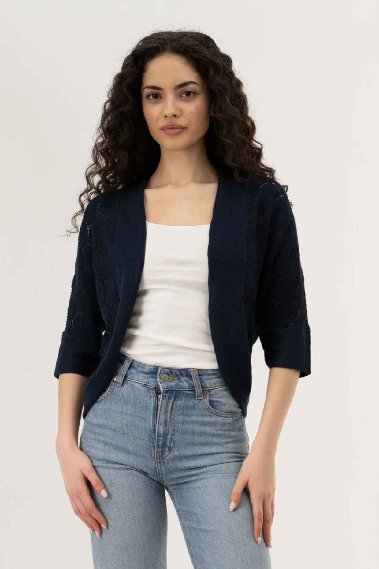 3/4 Sleeve Shrug Cardigan - Navy