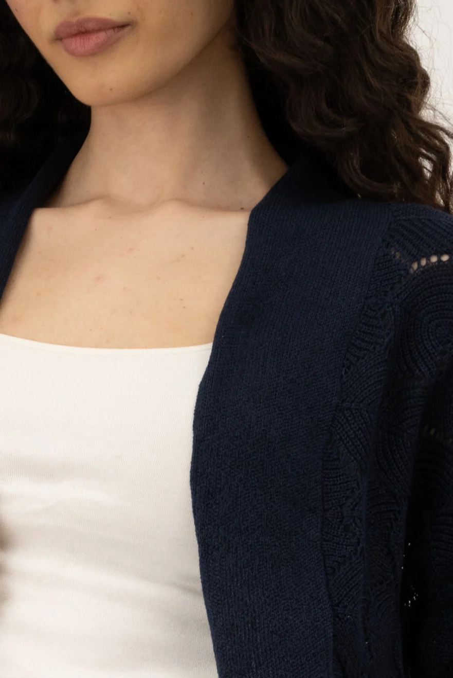 3/4 Sleeve Shrug Cardigan - Navy - Image 4