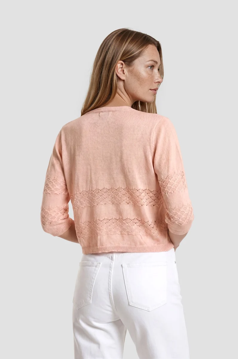 Half Sleeve Cropped Cardigan - Blush - Image 2