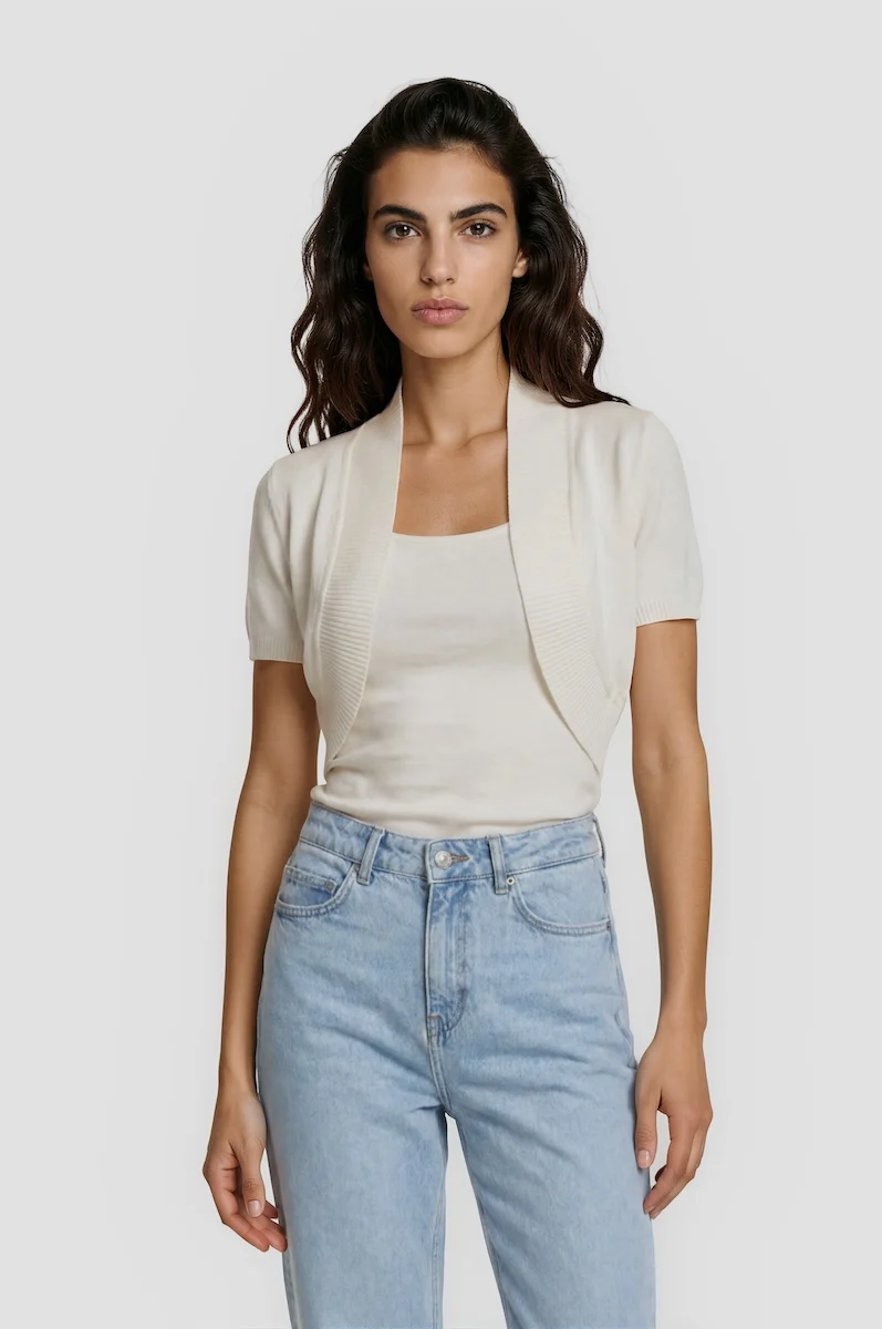 Cap Sleeve Shrug - White