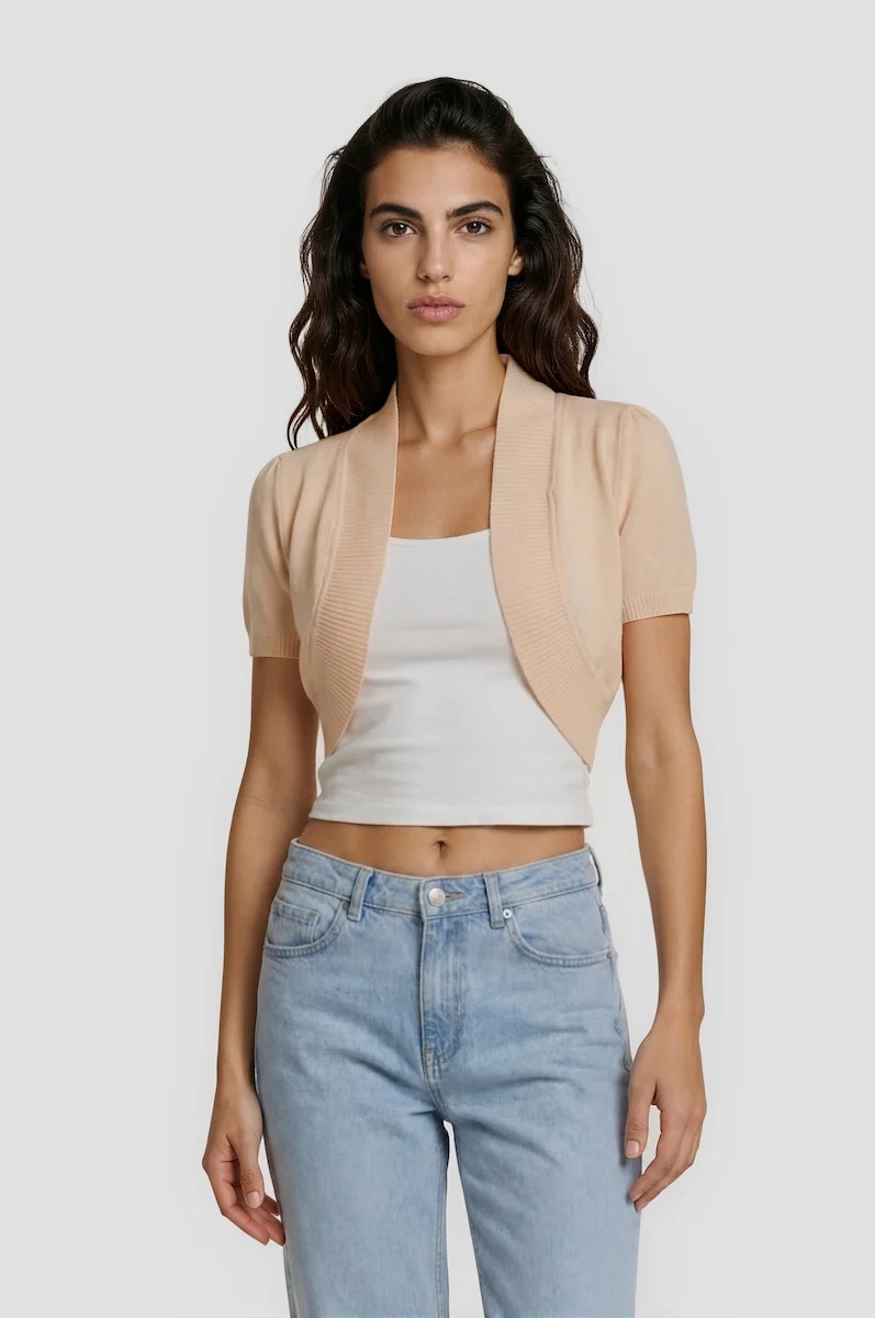 Cap Sleeve Shrug - Peach
