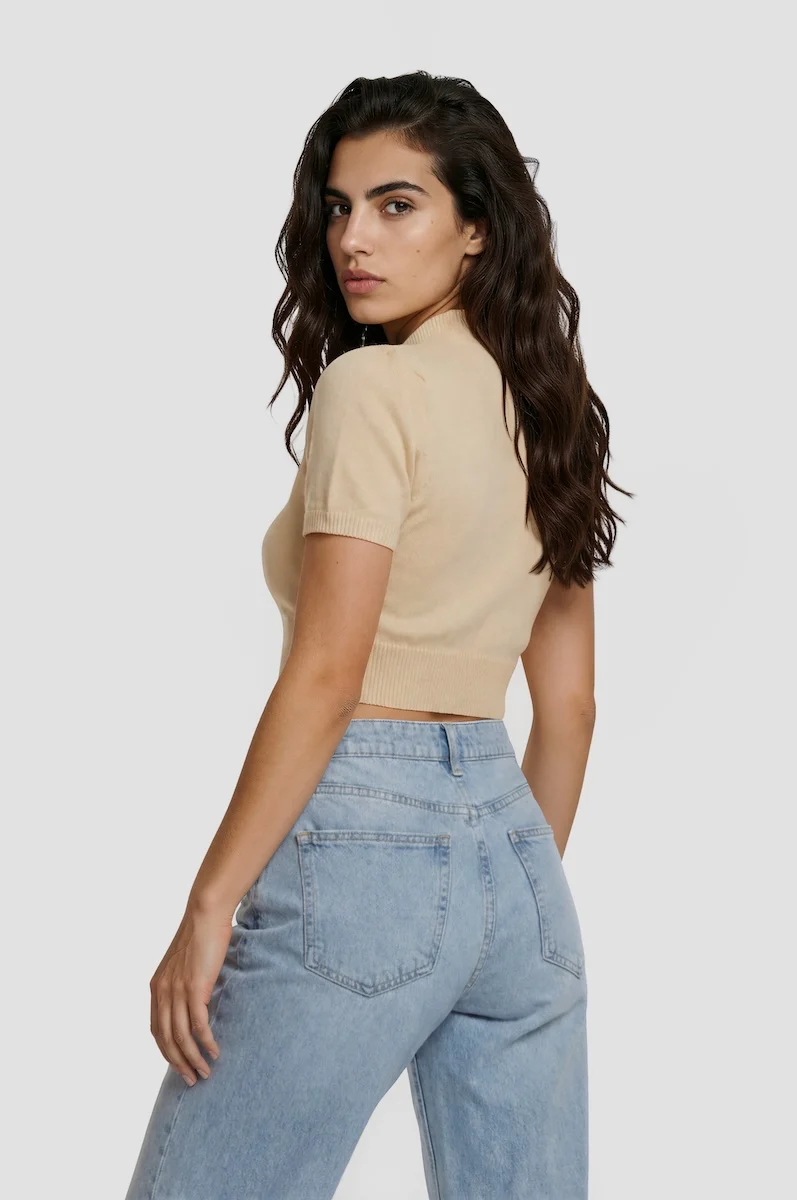 Cap Sleeve Shrug - Peach - Image 2