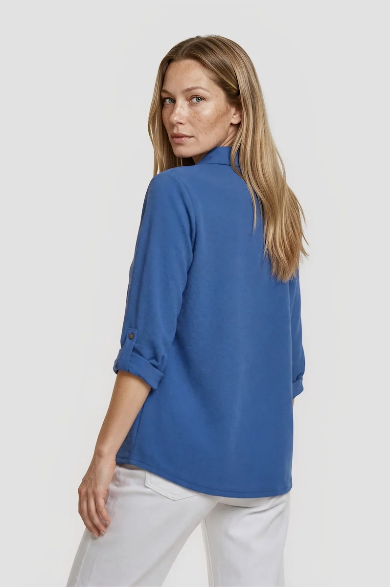 Roll Up Open Blazer - Blue - Image 2