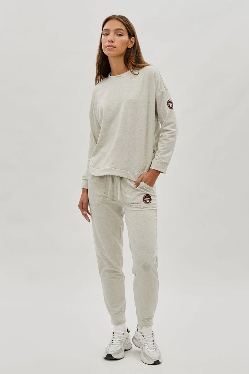 Drop Shoulder Side Button Detail Pullover Sweater - Cream - Image 5