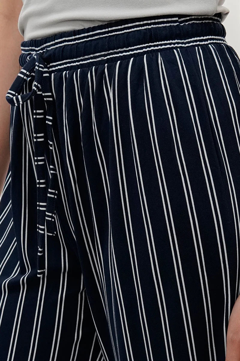 Striped Wide Leg Pants - Navy - Image 4