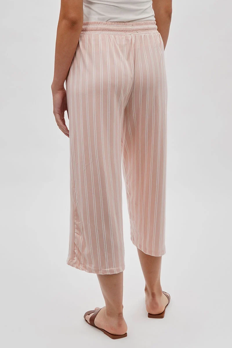 Striped Wide Leg Capris Pants - Blush - Image 3