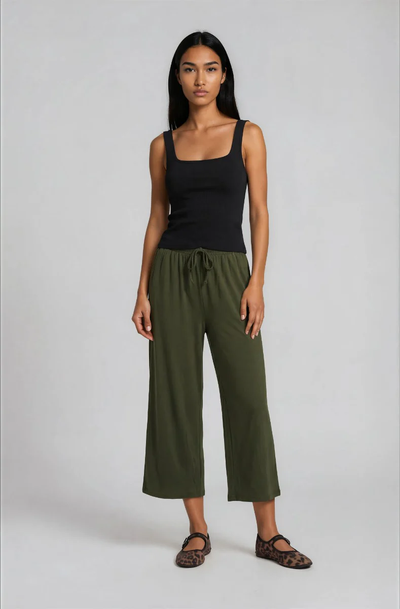 Drawstring Culottes - Green