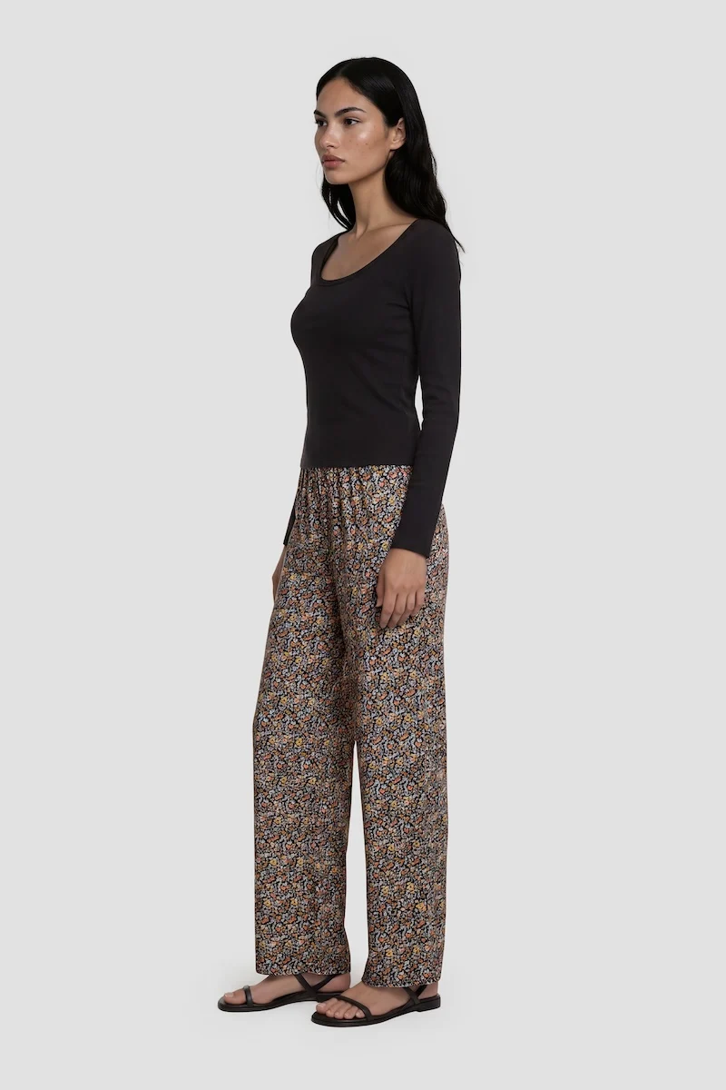 Flowy Straight Pants With Drawstring - Multi - Image 2