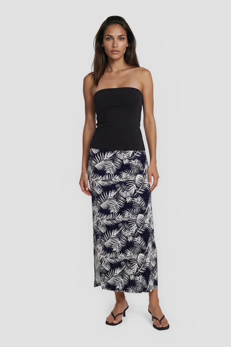 Printed Summer Maxi Skirt - Black