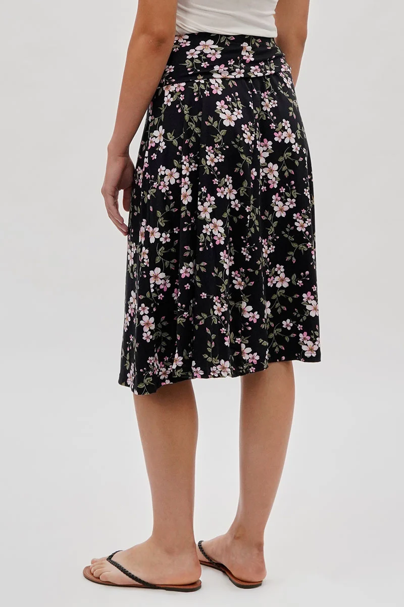Floral Fold Over Skirt - Black - Image 3