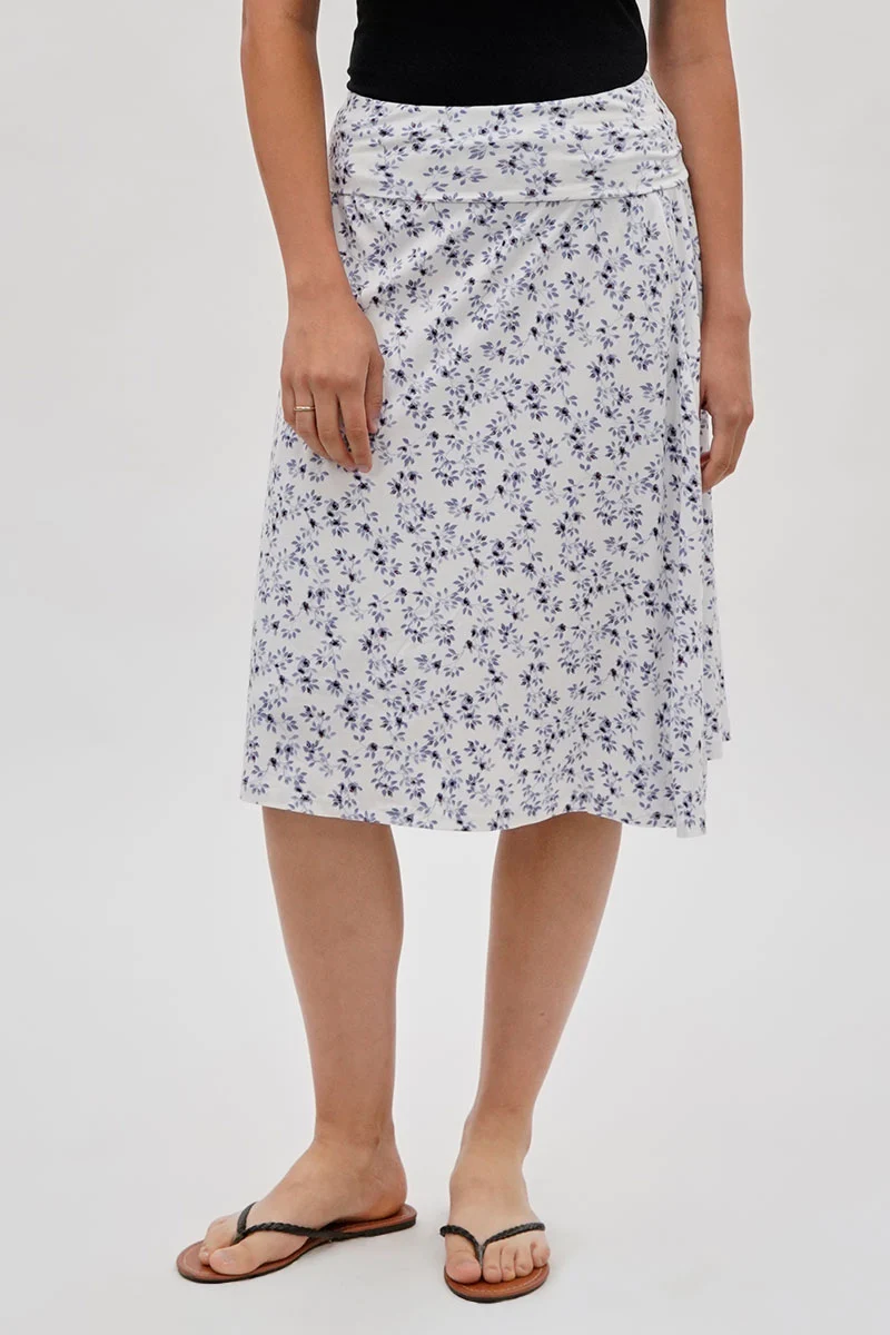 Floral Fold Over Skirt - White