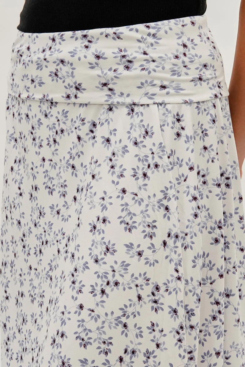 Floral Fold Over Skirt - White - Image 4