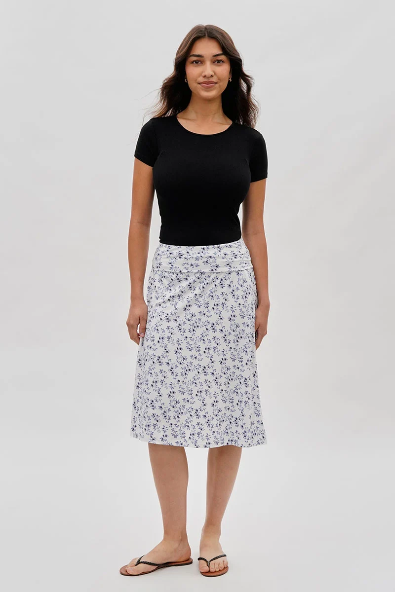 Floral Fold Over Skirt - White - Image 5