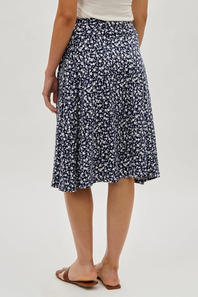 Floral Fold Over Skirt - Navy - Image 3