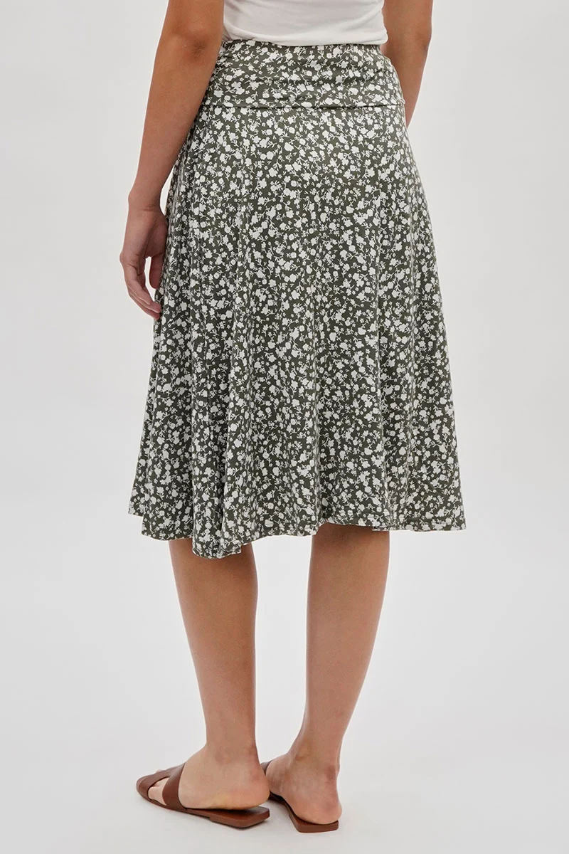 Floral Fold Over Skirt - Olive - Image 3