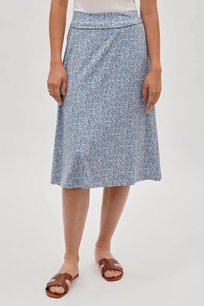 Floral A-Line Skirt - Blue