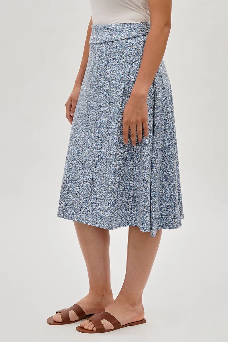 Floral A-Line Skirt - Blue - Image 2