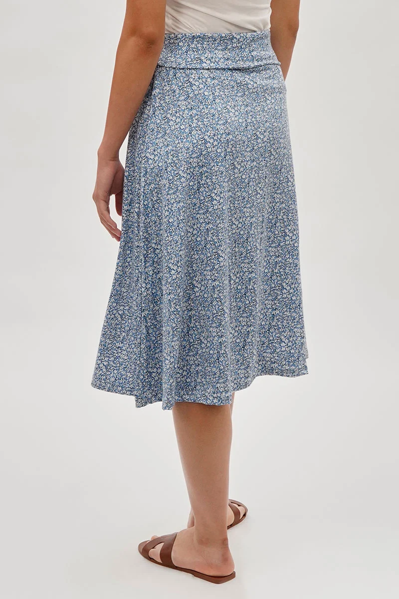 Floral A-Line Skirt - Blue - Image 3
