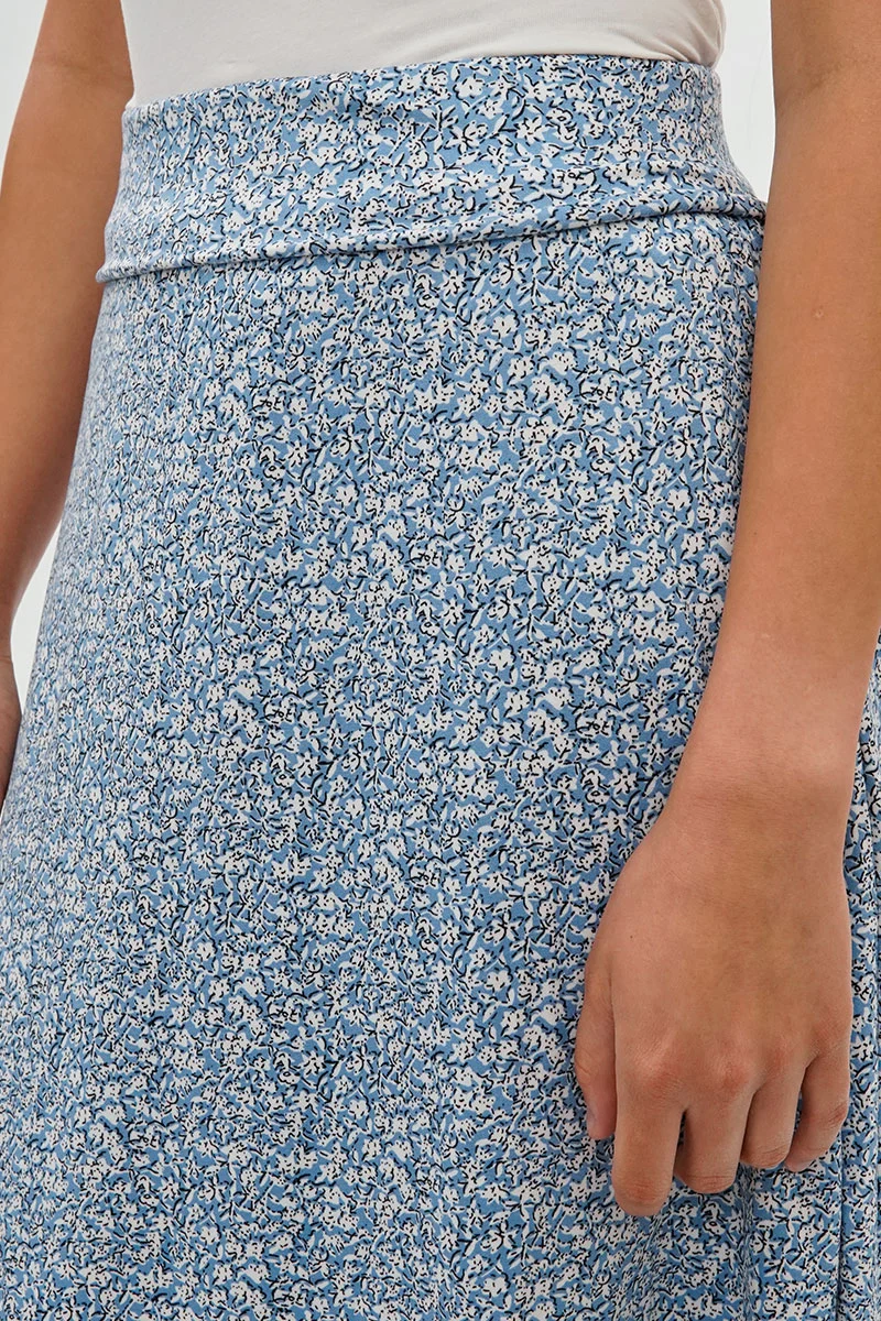 Floral A-Line Skirt - Blue - Image 4