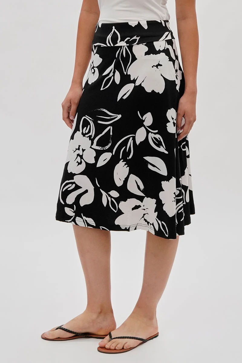 Floral Fold Over Skirt - Black - Image 2
