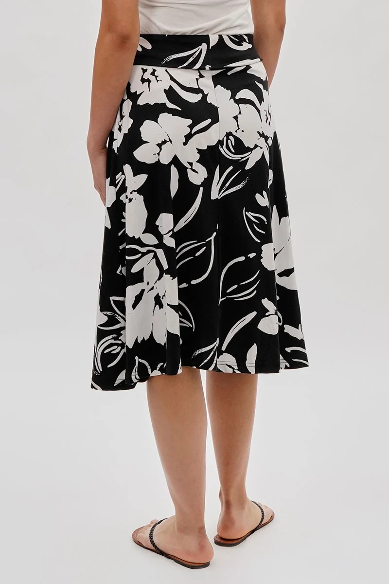 Floral Fold Over Skirt - Black - Image 3