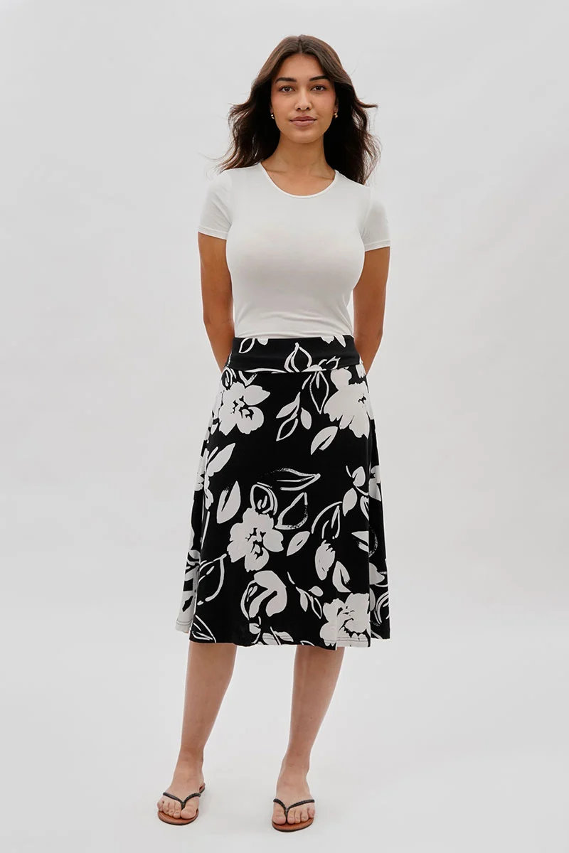 Floral Fold Over Skirt - Black - Image 5