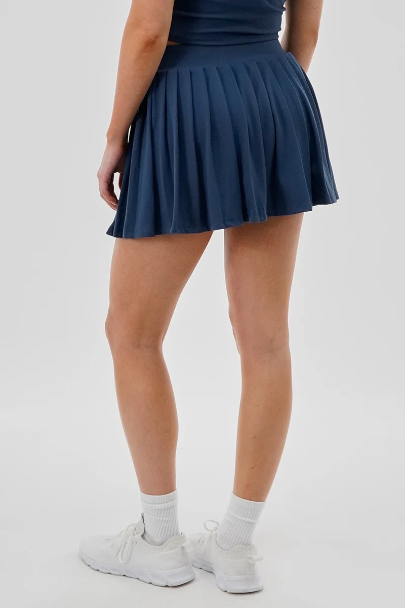 Pleated Tennis Skirt - Navy - Image 3