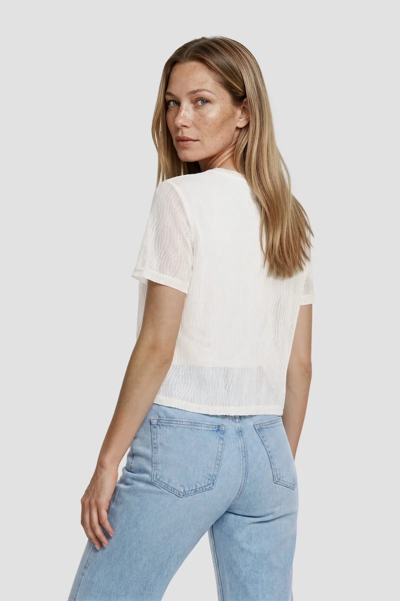 Short Sleeve Open Cardigan - White - Image 2