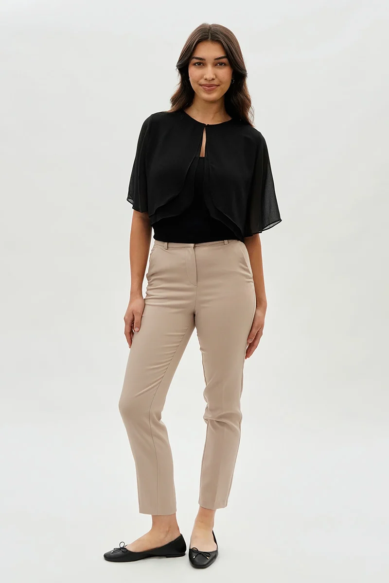 Double Layered Chiffon Light Cardigan - Black - Image 5
