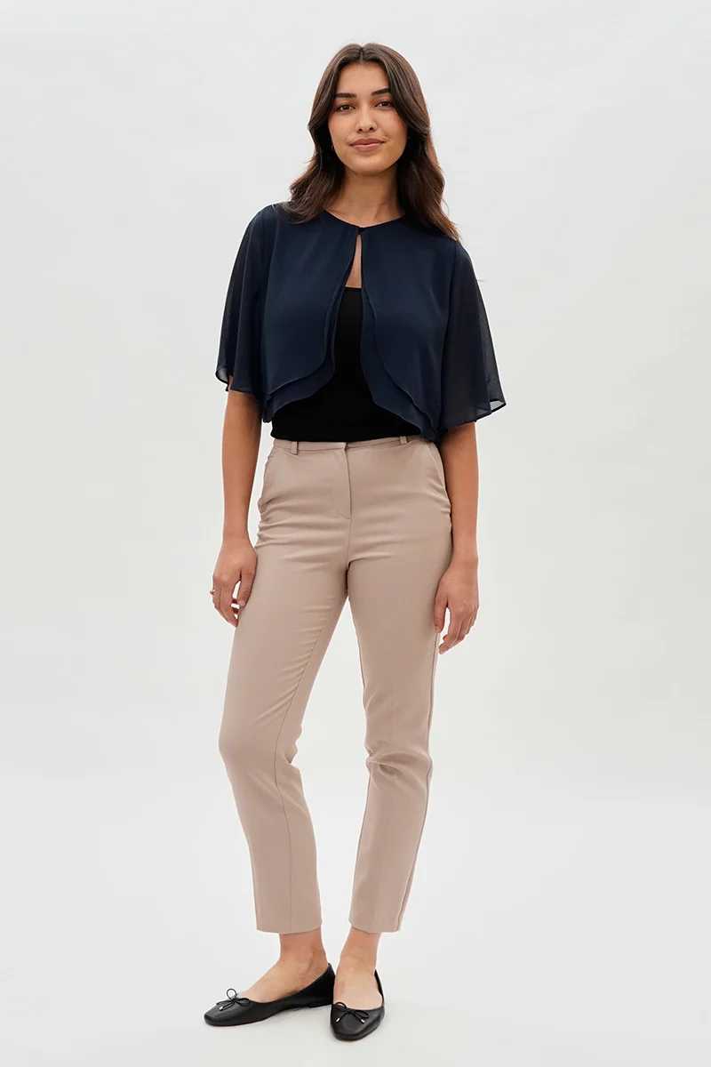 Double Layered Chiffon Light Cardigan - Navy - Image 5