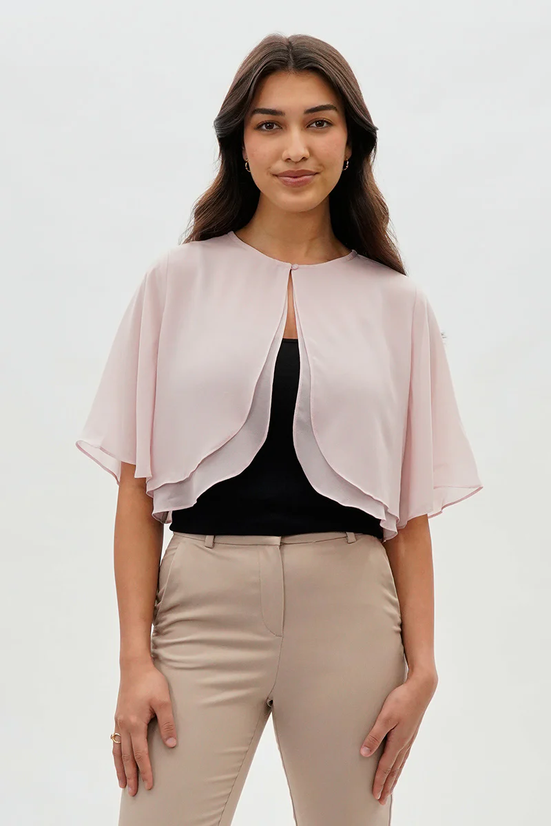 Double Layered Chiffon Light Cardigan - Blush