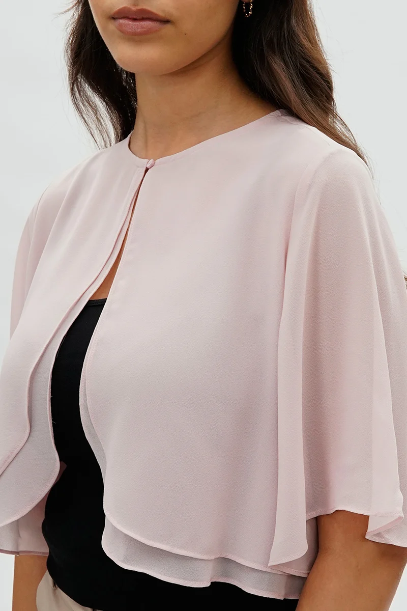 Double Layered Chiffon Light Cardigan - Blush - Image 4