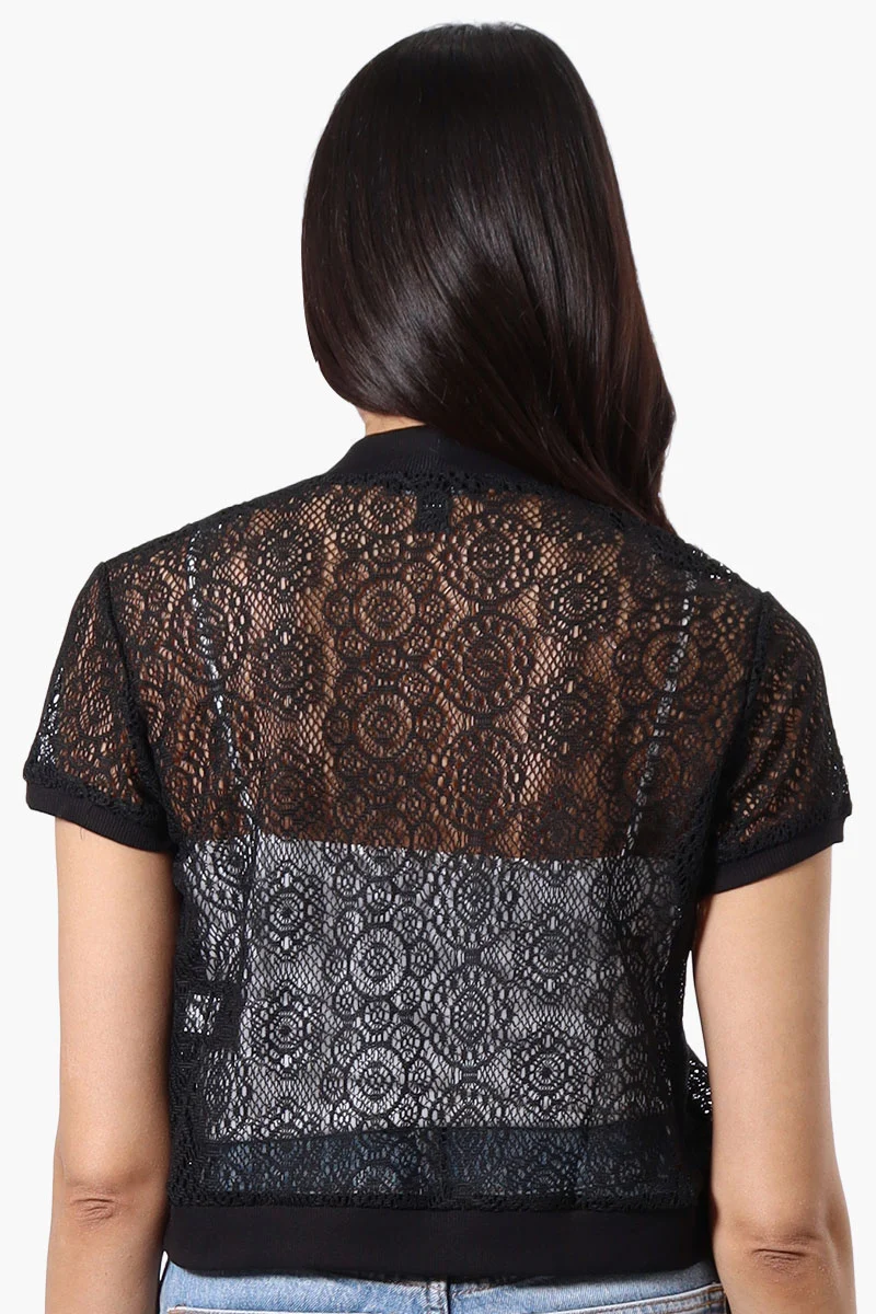 Open Lace Shrug Cardigan - Black - Image 3