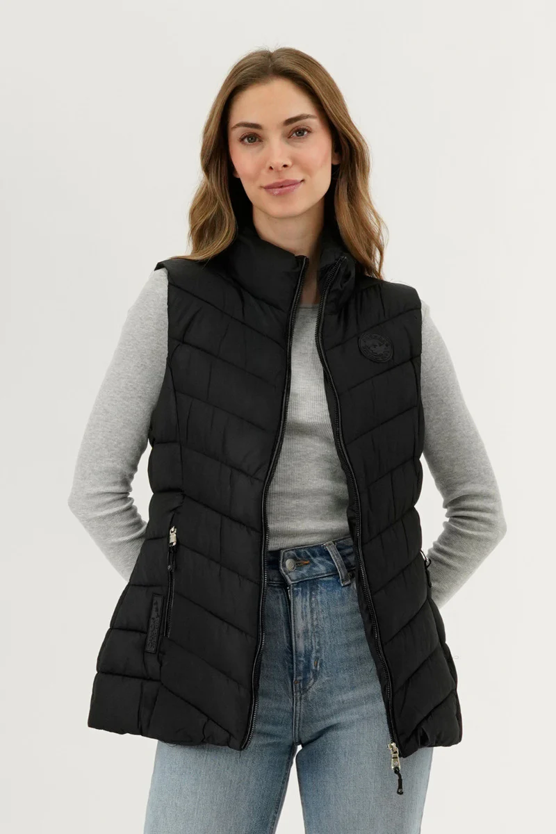 Chevron Quilted Vest - Black