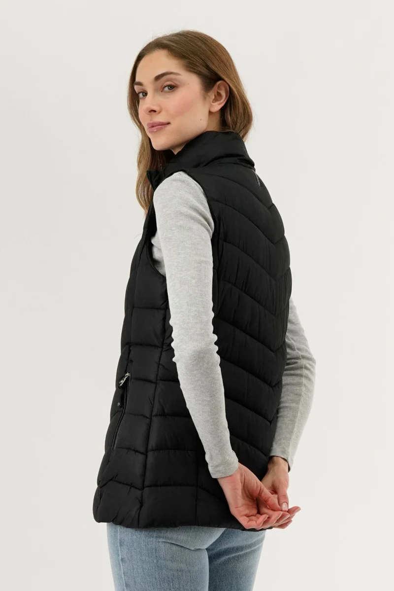 Chevron Quilted Vest - Black - Image 3