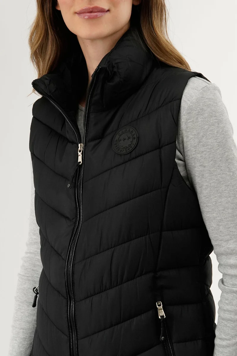 Chevron Quilted Vest - Black - Image 4