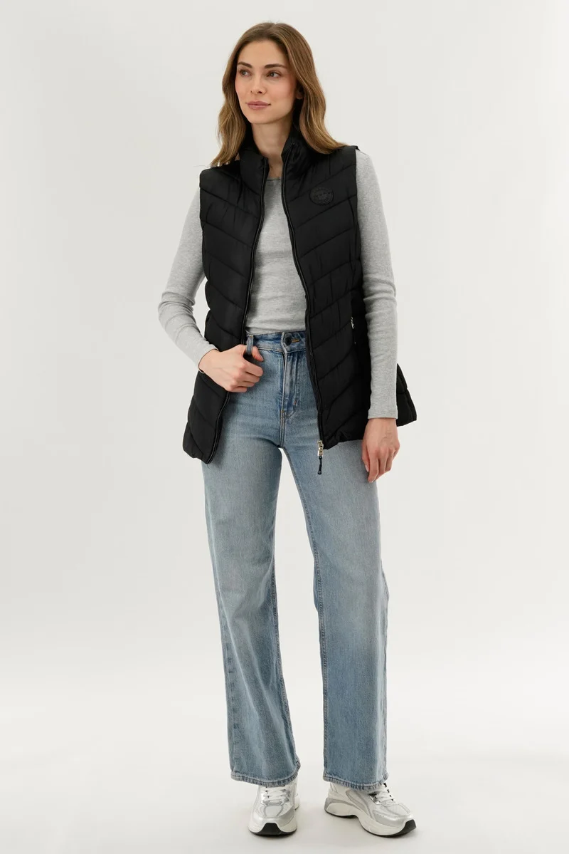 Chevron Quilted Vest - Black - Image 5
