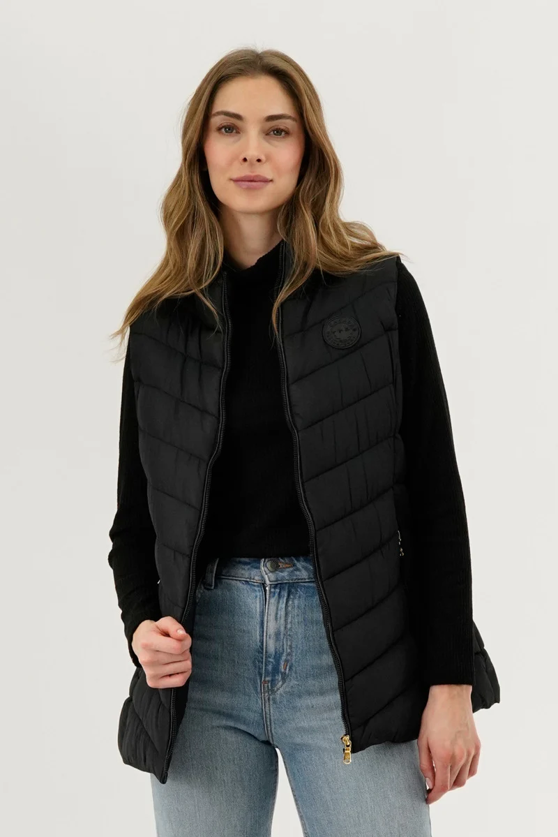 Chevron Quilted Vest - Black