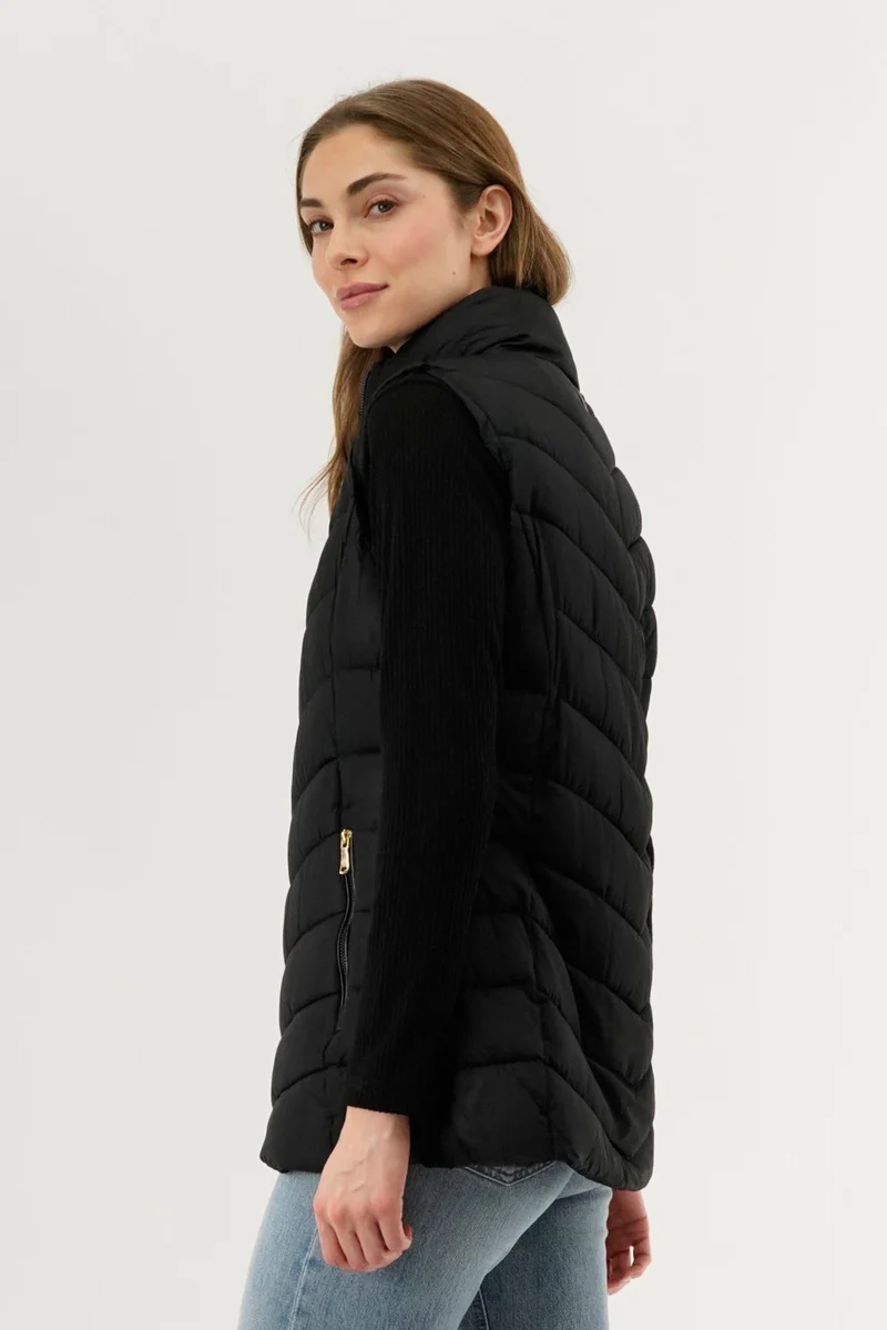 Chevron Quilted Vest - Black - Image 3