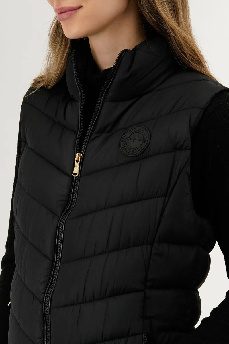 Chevron Quilted Vest - Black - Image 4