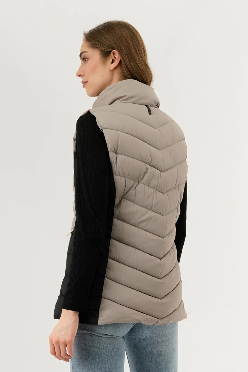 Chevron Quilted Vest - Taupe - Image 3