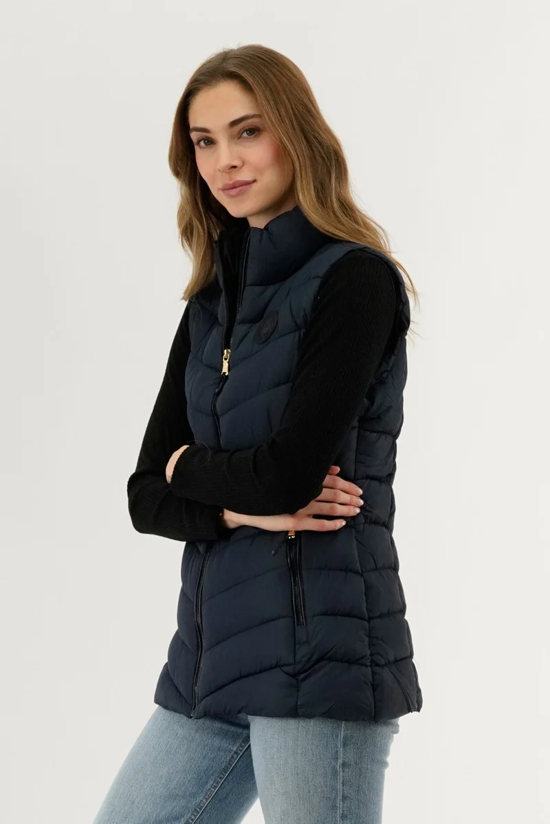 Chevron Quilted Vest - Navy - Image 2