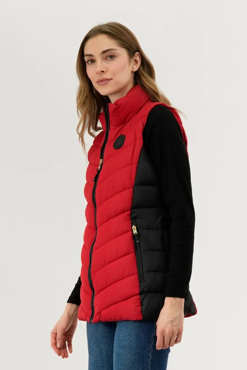 Chevron Quilted Vest - Red - Image 2
