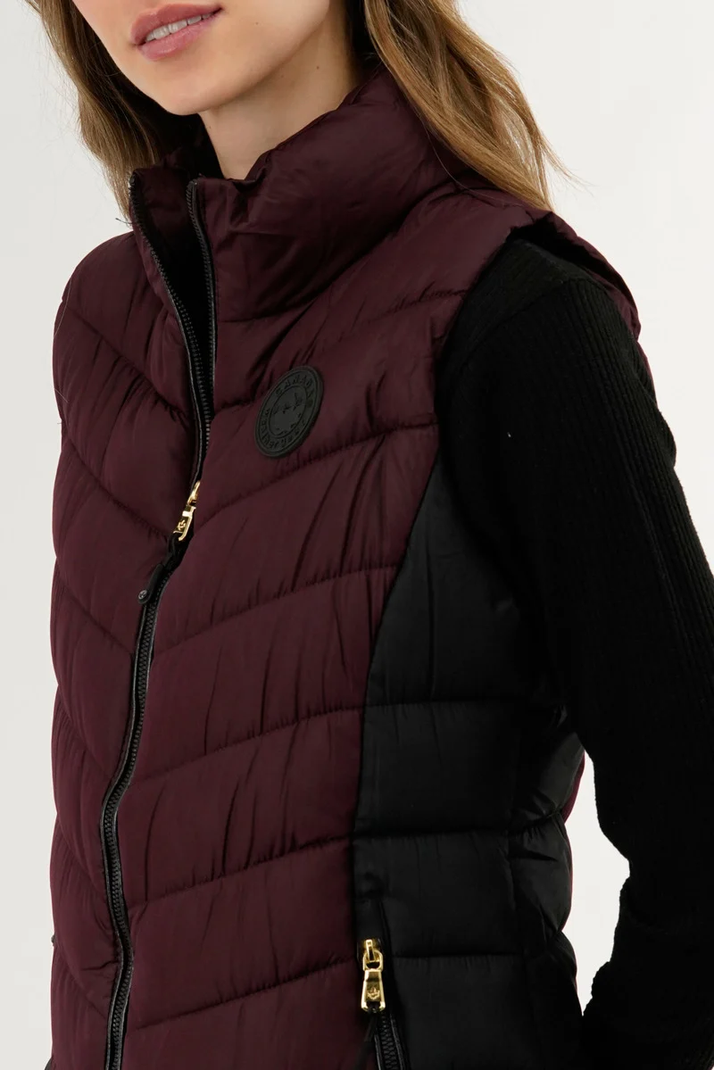 Chevron Quilted Vest - Burgundy - Image 4