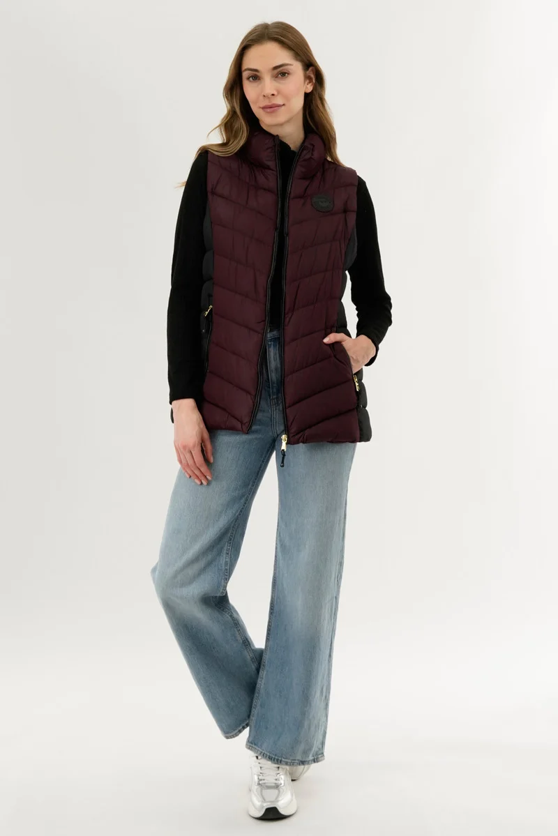 Chevron Quilted Vest - Burgundy - Image 5